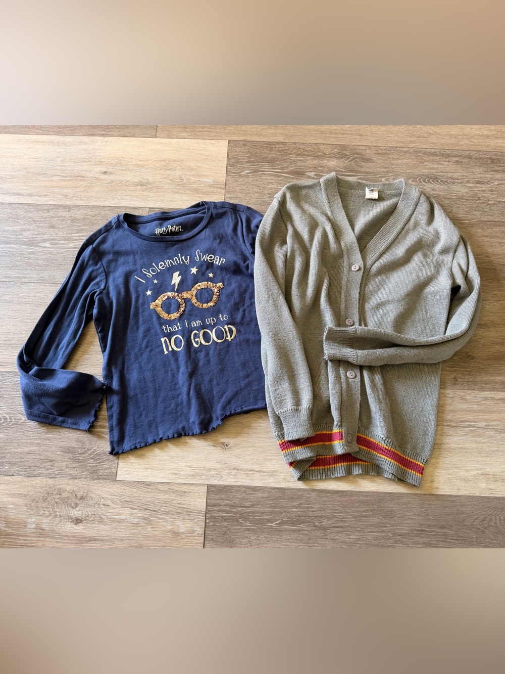 Harry Potter Cardigan Sweater and Long Sleeve Shirt Bundle - Size Large
